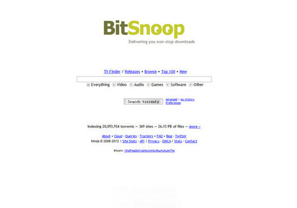 BitSnoop:P2P实时有效种子搜索引擎
