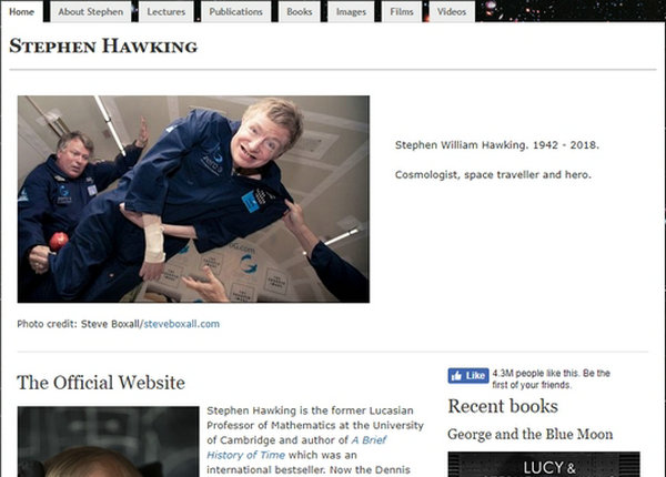 HawKing|物理学家史蒂芬·霍金个人官网：www.hawking.org.uk