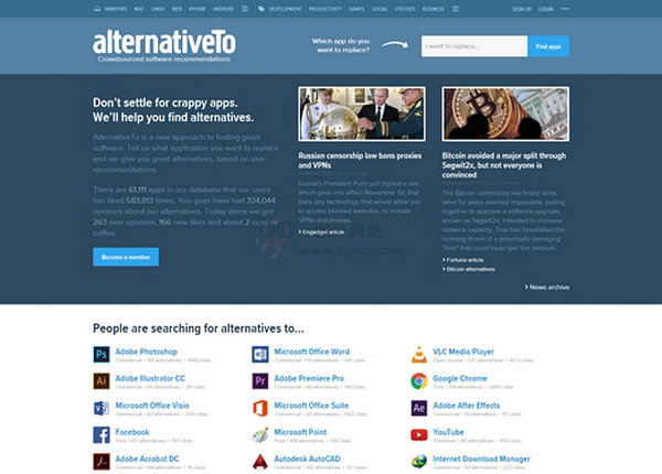 AlternativeTo|可替换软件推荐网：alternativeto.net