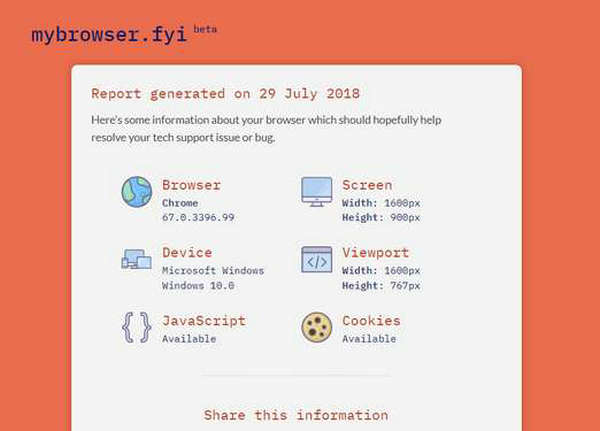 MyBrowser|在线浏览器完整信息检测工具：mybrowser.fyi