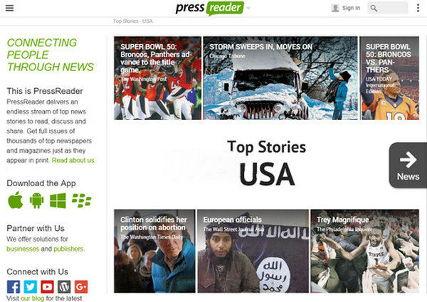 PressReader:国际新闻横向阅读网