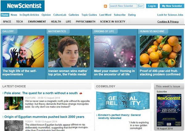 NewScientist:新科学家科技杂志：www.newscientist.com