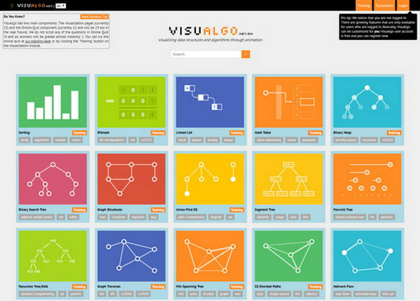 可视化数据结构和算法动态网：visualgo.net