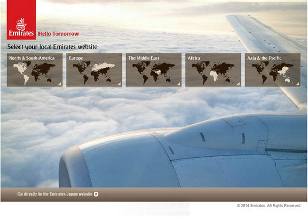 Emirates:阿联酋航空官网：www.emirates.com