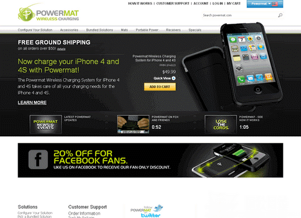 Powermat:无线电源科技公司：www.powermat.com