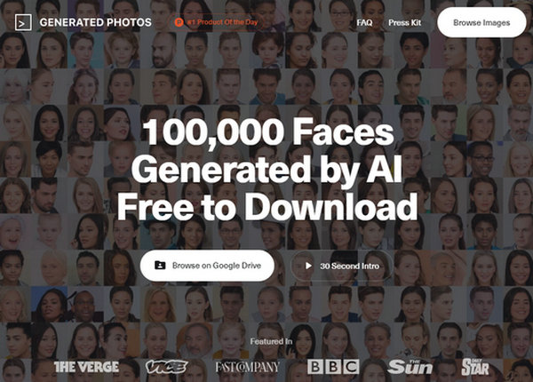 基于AI生成的脸部素材网：generated.photos