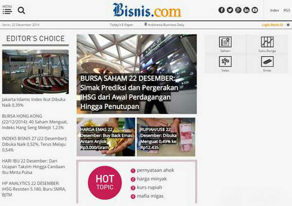 Bisnis:印度尼西亚商业报：www.bisnis.com