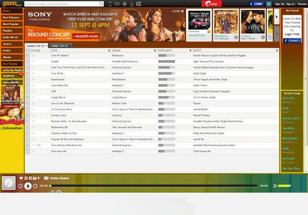 GaaNa:印度在线音乐听歌网：gaana.com