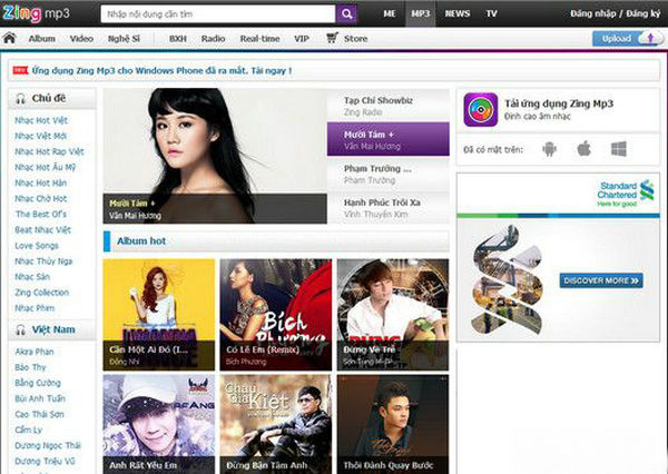 Mp3.zing.vn:越南音乐门户网：mp3.zing.vn