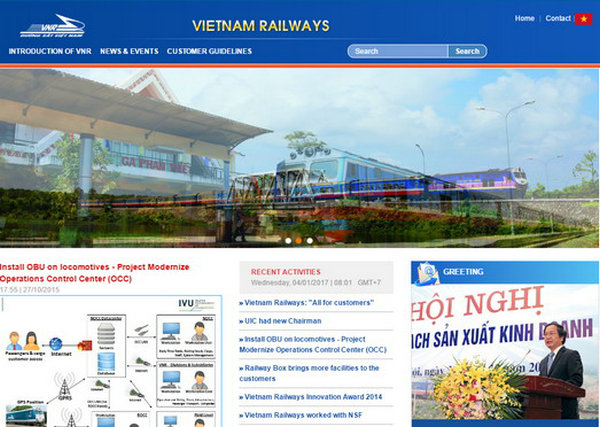 VietnamRailways|越南铁路运输局：www.vr.com.vn