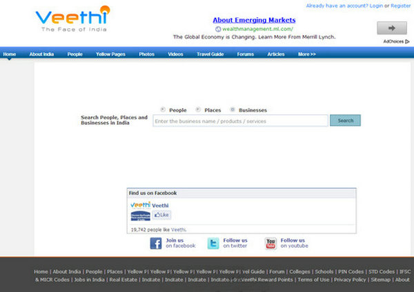 印度VeeThi综合搜索引擎：www.veethi.com