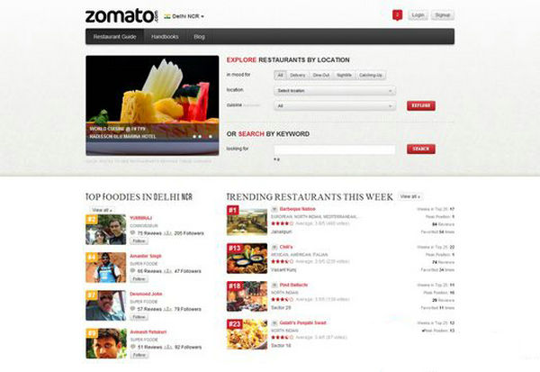 ZoMaTo:印度美食搜索引擎：www.zomato.com