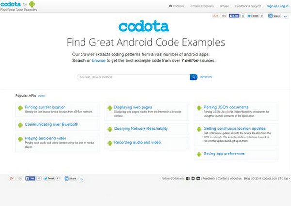 Codota:基于安卓代码搜索引擎：www.codota.com
