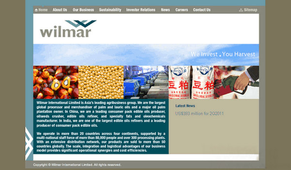 Wilmar:新加坡丰益集团：www.wilmar-international.com