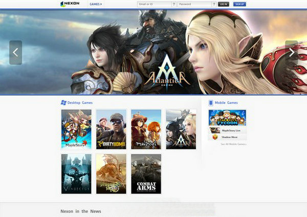 韩国Nexon游戏开发公司官网：www.nexon.net