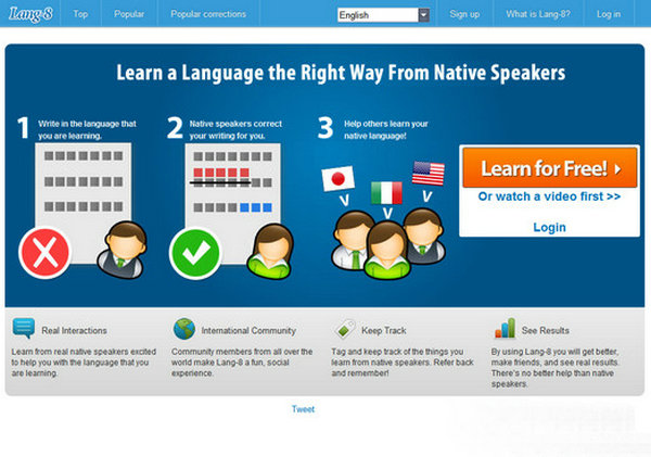 Lang-8:多国语言学习交流平台：lang-8.com