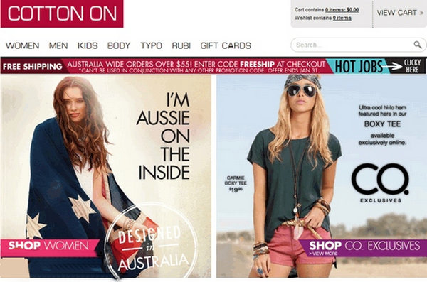 Cottonon:澳洲时尚品牌购物网：cottonon.com