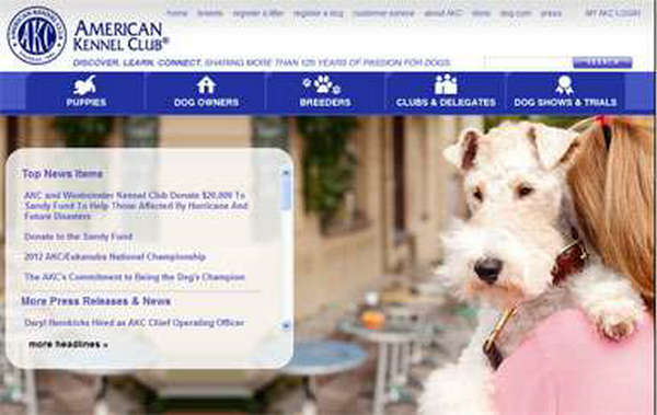 AMERICAN KENNEL CLUB(akc)美国犬业俱乐部：www.akc.org
