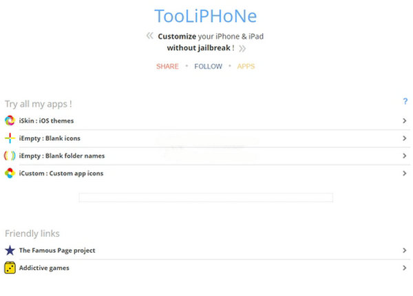 无需越狱苹果手机图标设置工具：tooliphone.net