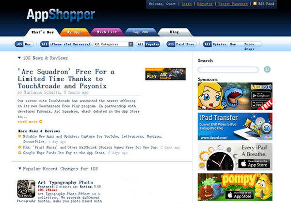 AppShopper:苹果商店应用实时信息网：www.appshopper.com