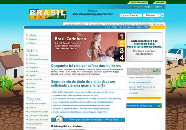 Brasil:巴西联邦政府官方网站：www.brasil.gov.br