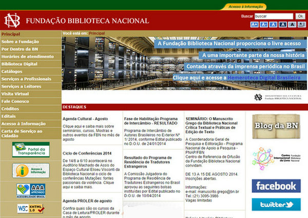 巴西国家图书馆官网：www.bn.br