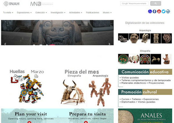 MNA:墨西哥人类学博物馆：www.mna.inah.gob.mx