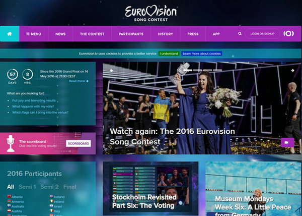 EuroVision:欧洲歌曲大赛官网：www.eurovision.tv