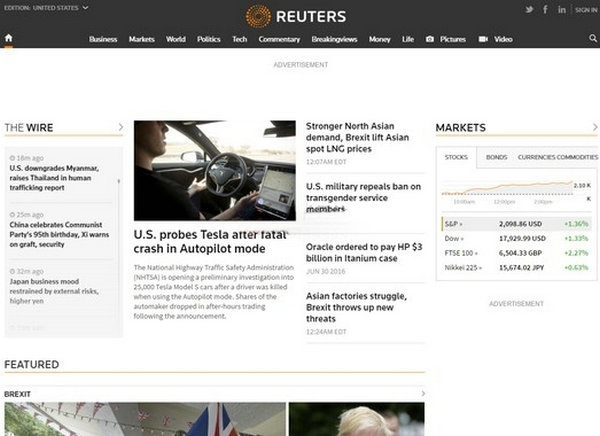 ReuTers:英国路透社官方网站：www.reuters.com
