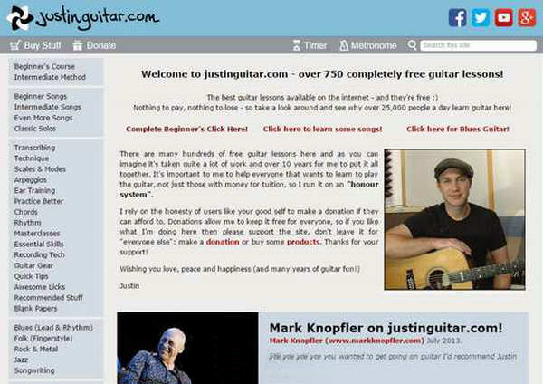 JustinGuitar:贾斯汀免费吉他教学网：www.justinguitar.com