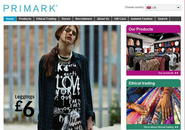 英国PriMark时尚品牌官网：www.primark.co.uk