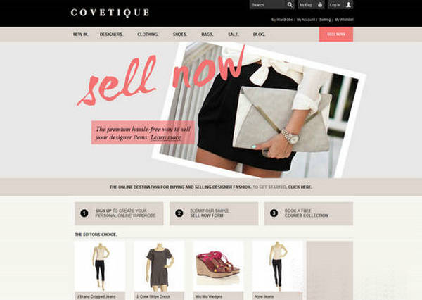 Covetique:二手奢侈品交易平台：www.covetique.com