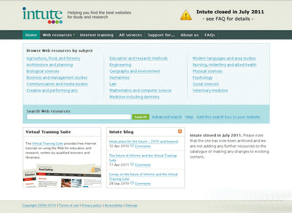 Intute:学术资源搜索引擎：www.intute.ac.uk
