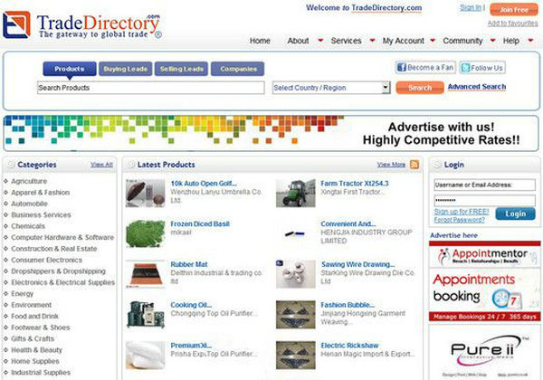 TradeDirectory:英国全球贸易B2B平台：www.tradedirectory.com