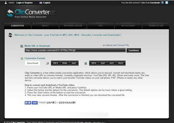ClipConverter:在线Youtube转换下载网：www.clipconverter.cc