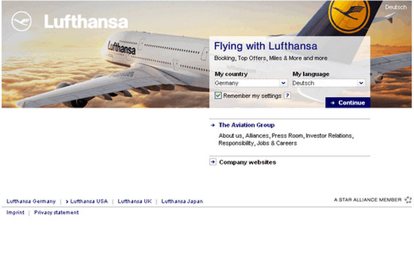 Lufthansa:德国汉莎航空：www.lufthansa.com