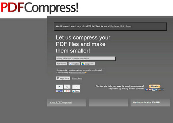 PdfCompress:在线PDF文件压缩工具：www.pdfcompress.com