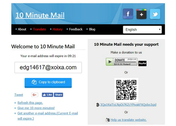 MinuteMail|免费10分钟临时邮箱：10minutemail.net